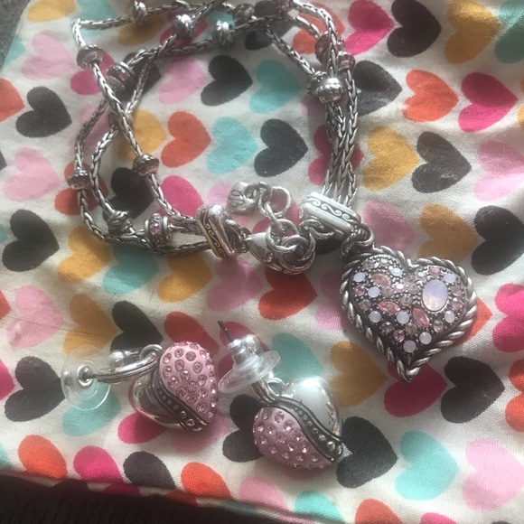 Brighton set of bracelet silver plate breast cancer awareness and pink earrings - Picture 10 of 10